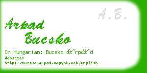 arpad bucsko business card